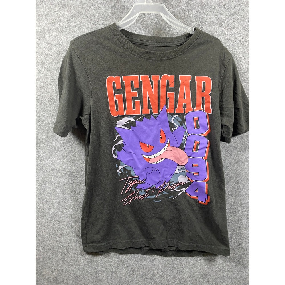 Pokemon Gengar Boys Graphic T-Shirt Charcoal Gray Ghost Poison Type Size L 10/12